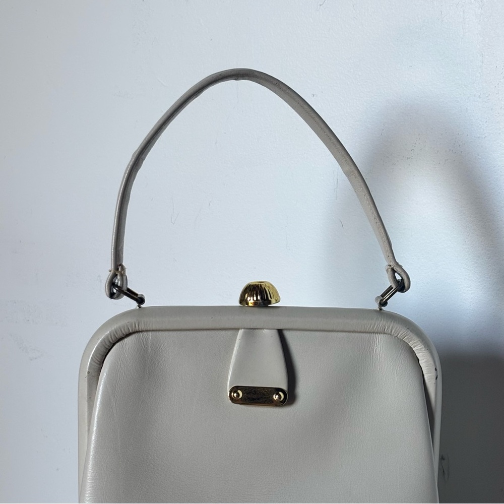 Vintage Leather Handbag With Gold Hardware - Picture 4 of 12